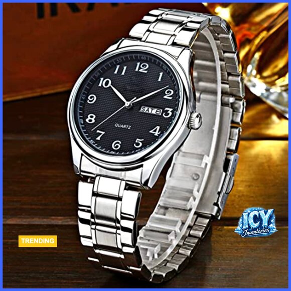 Stainless Steel Quartz Wrist Watch Analog Display Waterproof Business Dress main image 4